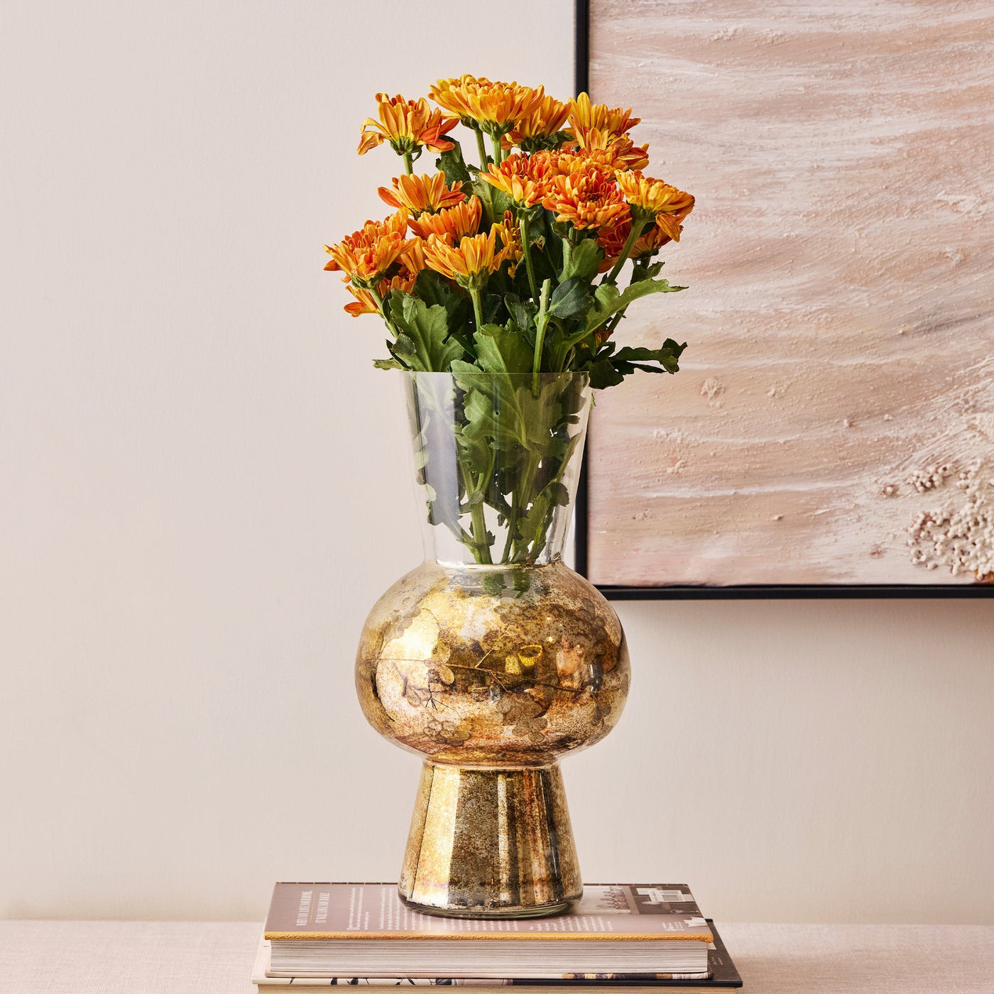 Shangri La - Floral Gold Glass Vase