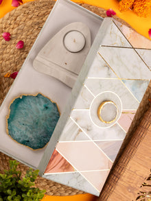 Agate Stone With Marble Base Tea Light Holder