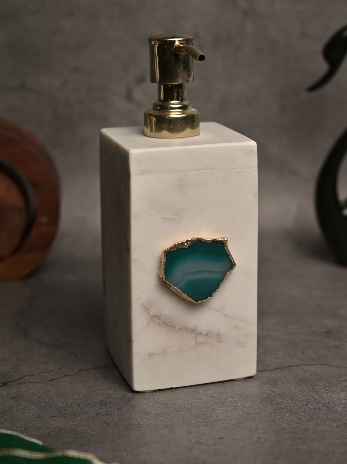 Green Agate with Marble Soap Dispenser