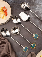 Agate & Metal Cake Server Knife - Silver