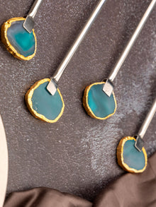 Agate & Metal Cake Server Knife - Silver