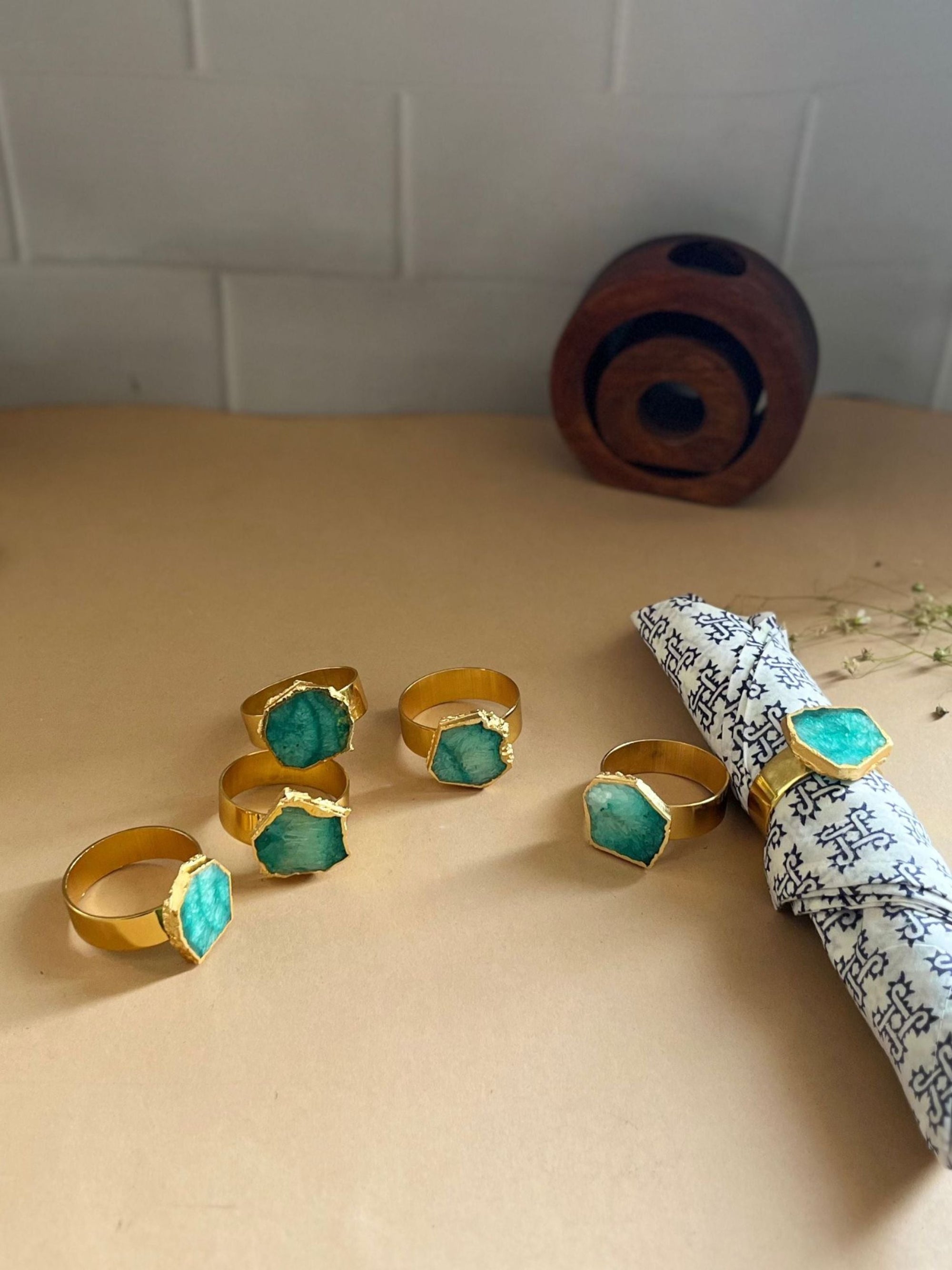 Crystal Agate Napkin Rings Set of 6