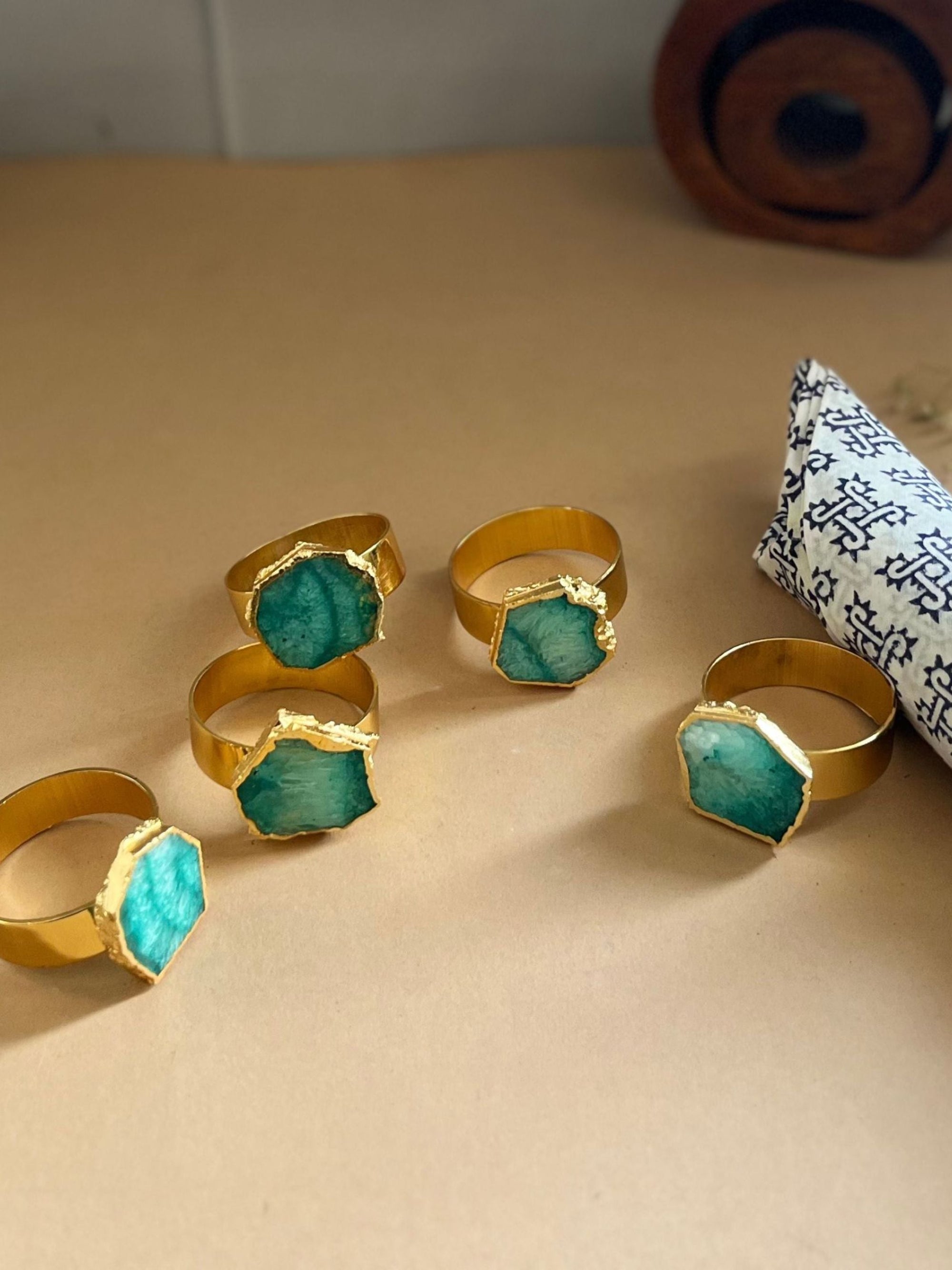 Crystal Agate Napkin Rings Set of 6