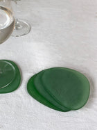 Green Frosted Glass Coasters Set of 4