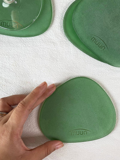 Green Frosted Glass Coasters Set of 4