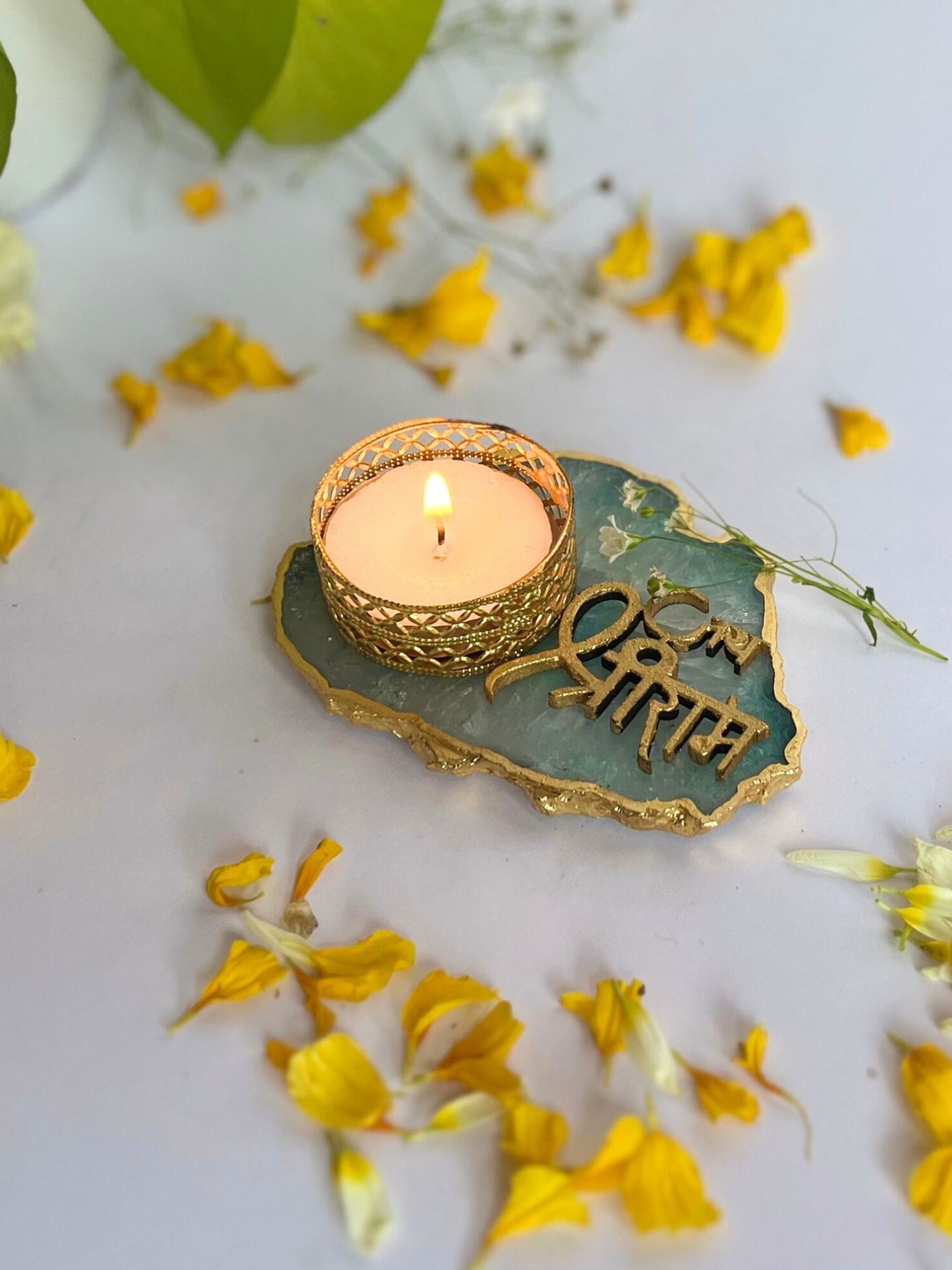 Jai Shree Ram Tea Light Candle Holder Set of 2