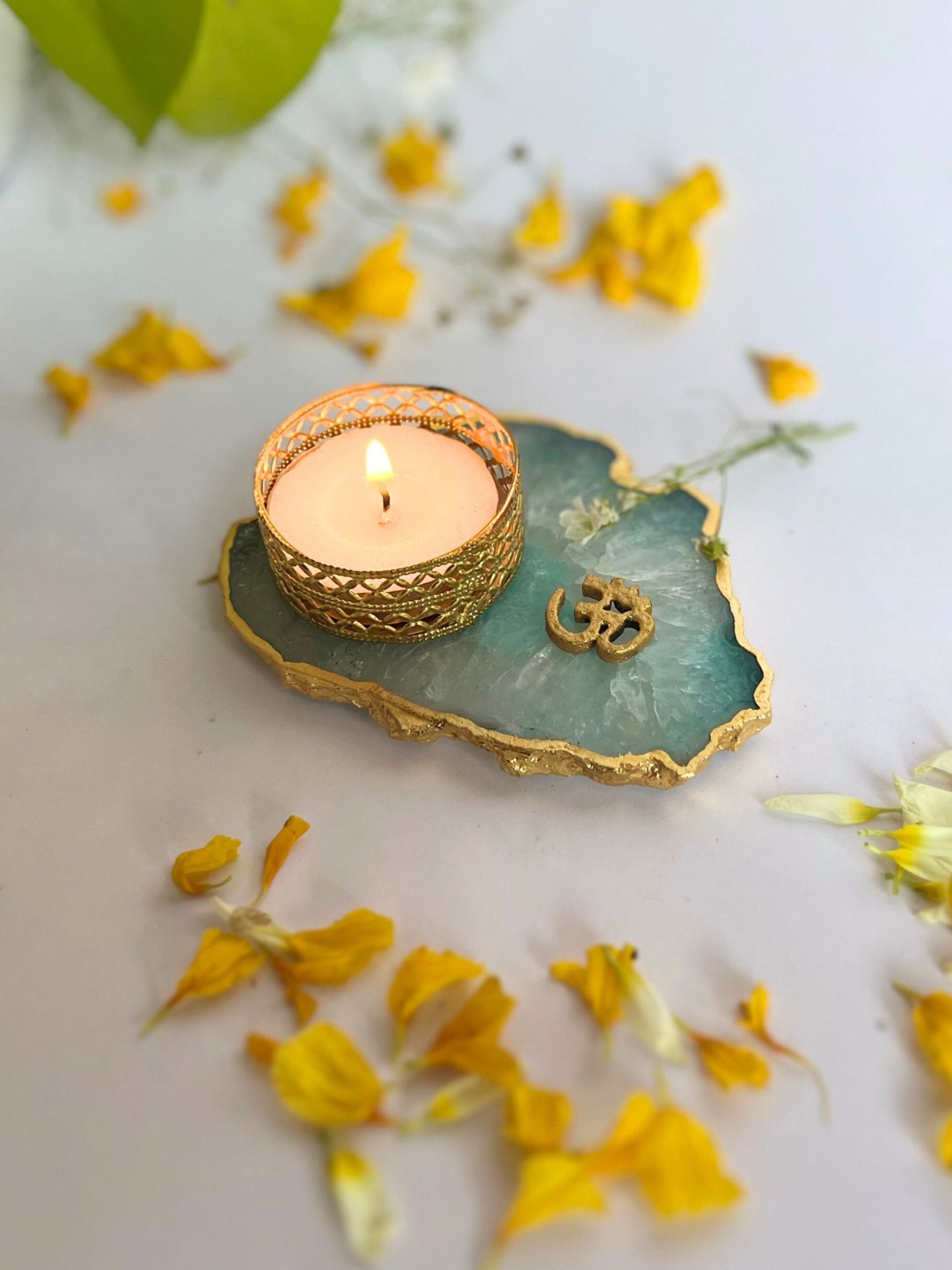 OM Tea Light Candle Holder Set of 2