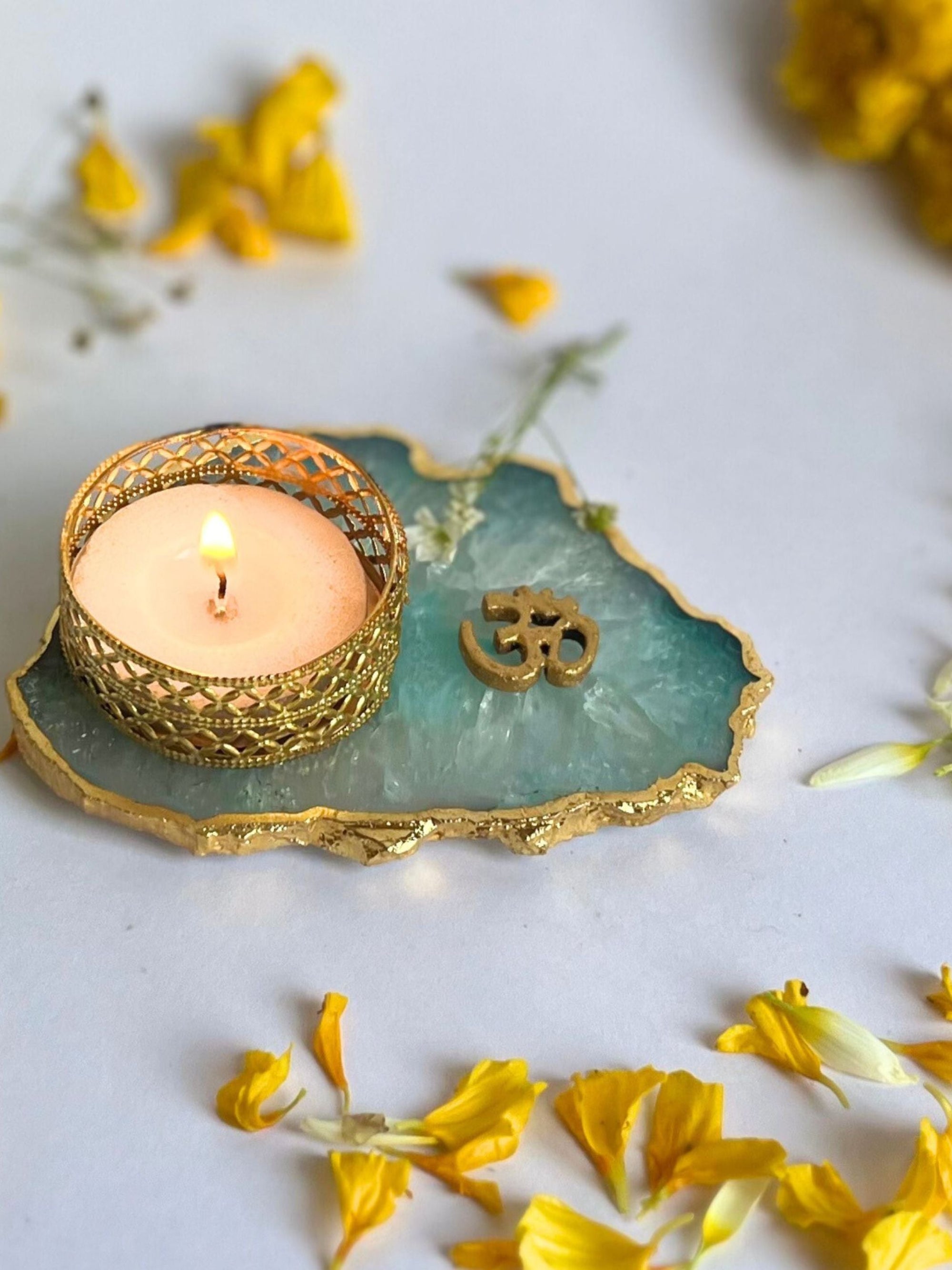 OM Tea Light Candle Holder Set of 2