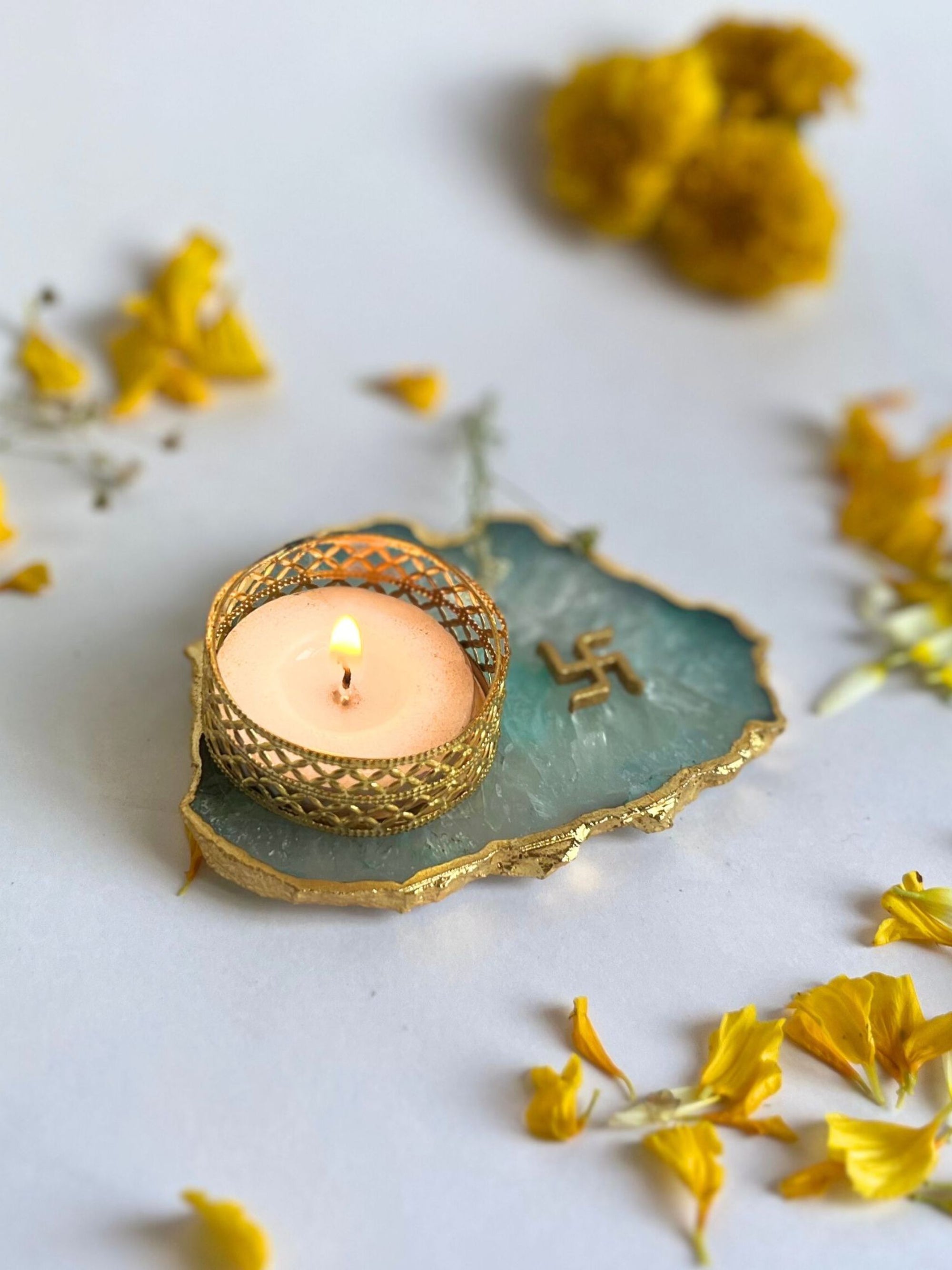 Swastik Tea Light Candle Holder Set of 2