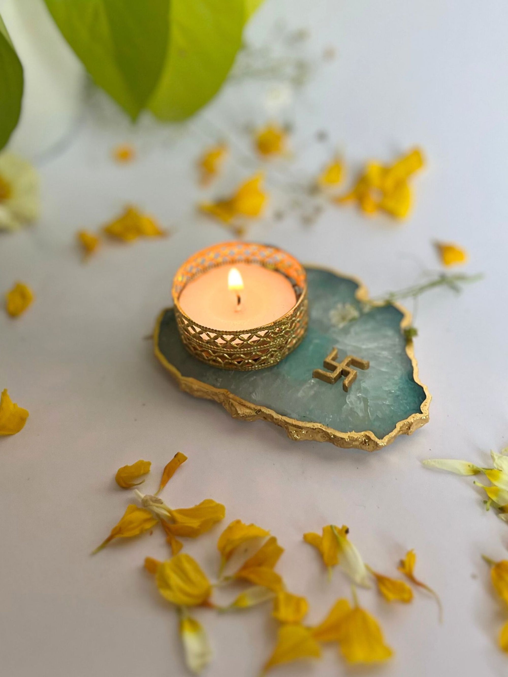 Swastik Tea Light Candle Holder Set of 2