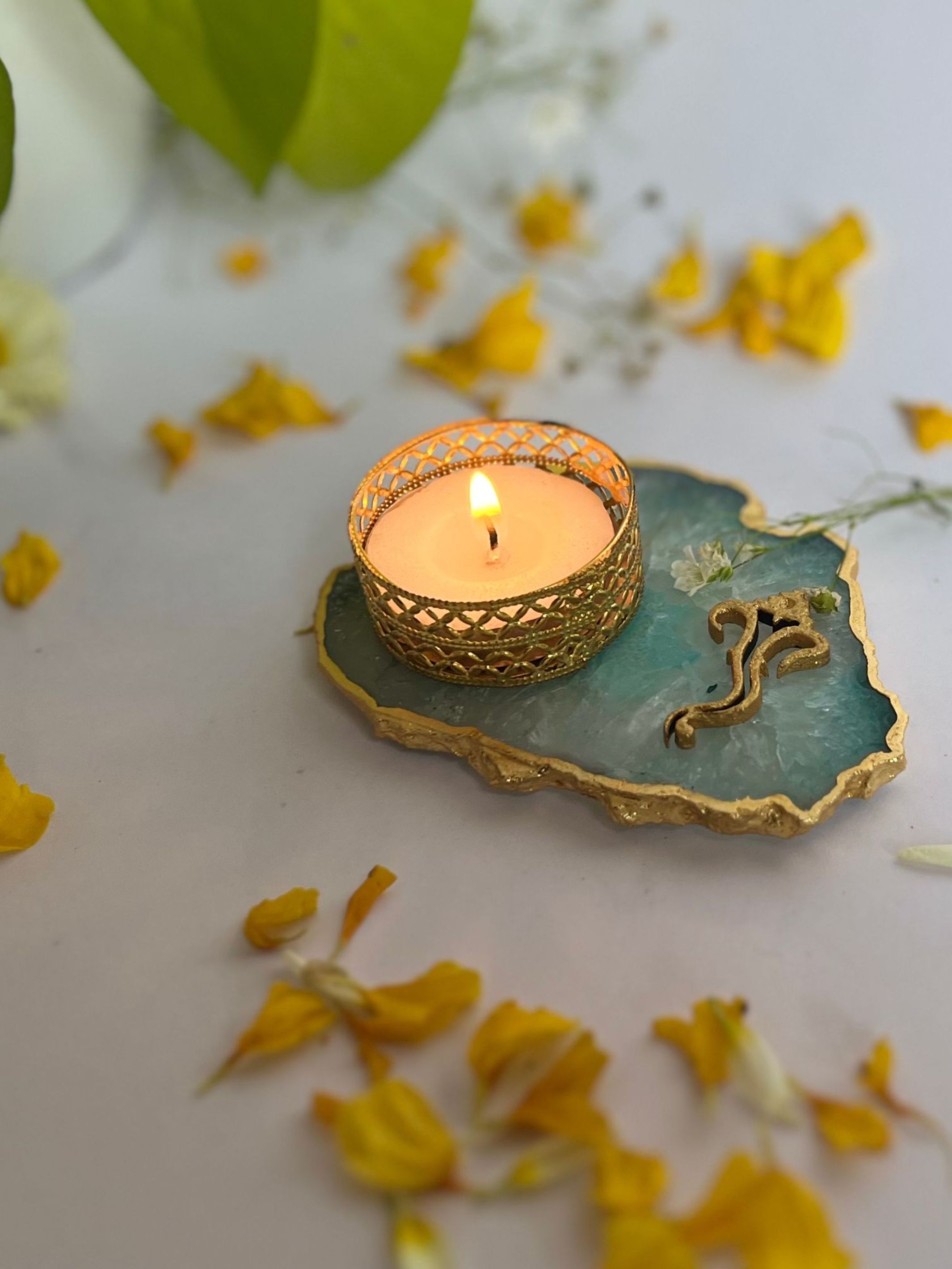 Tea Light Candle Holder with Ganesh Set of 2