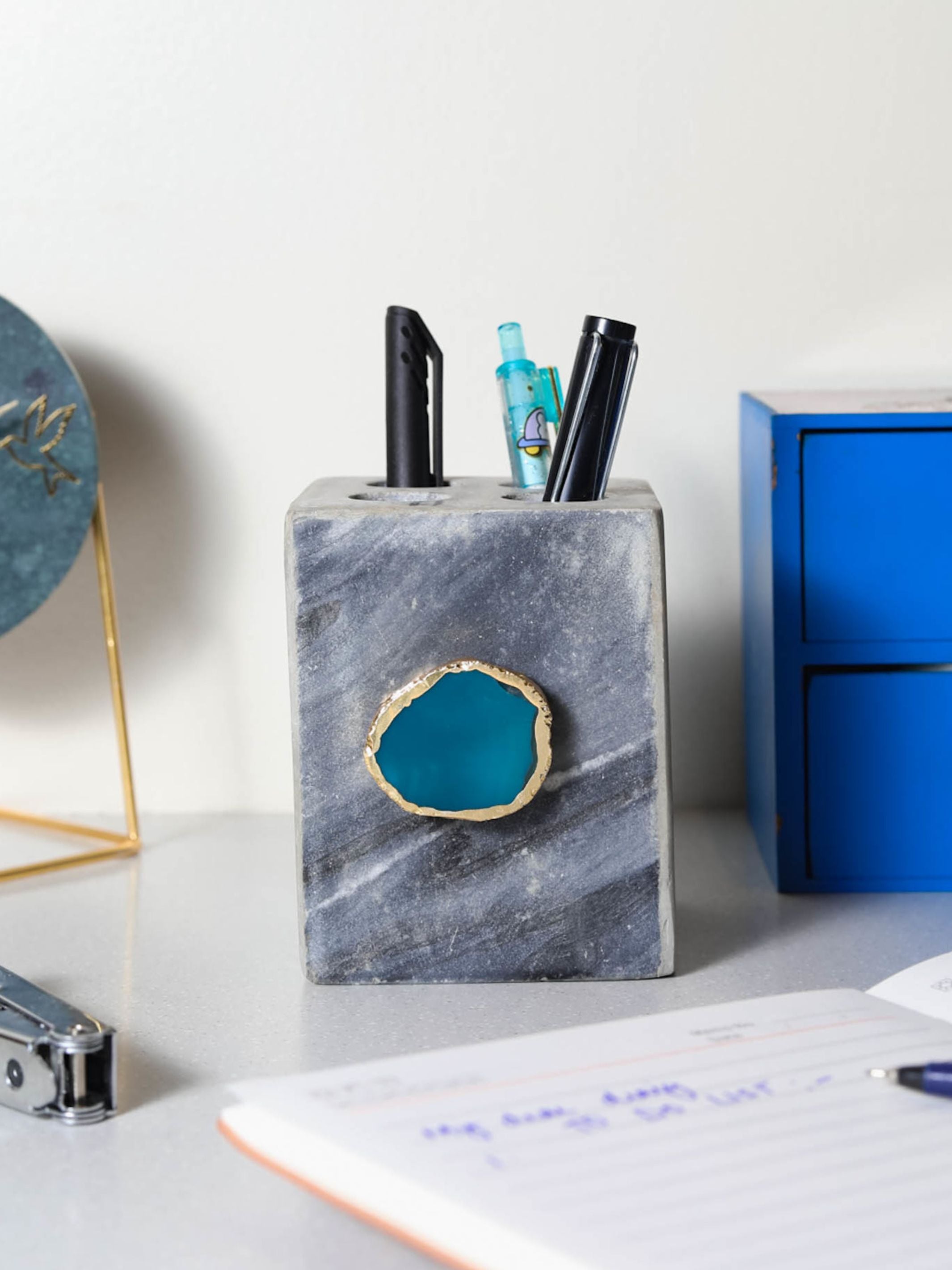 Grey Marble with  Agate Penstand