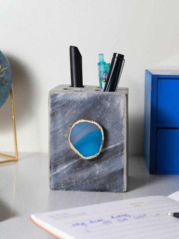 Grey Marble with  Agate Penstand
