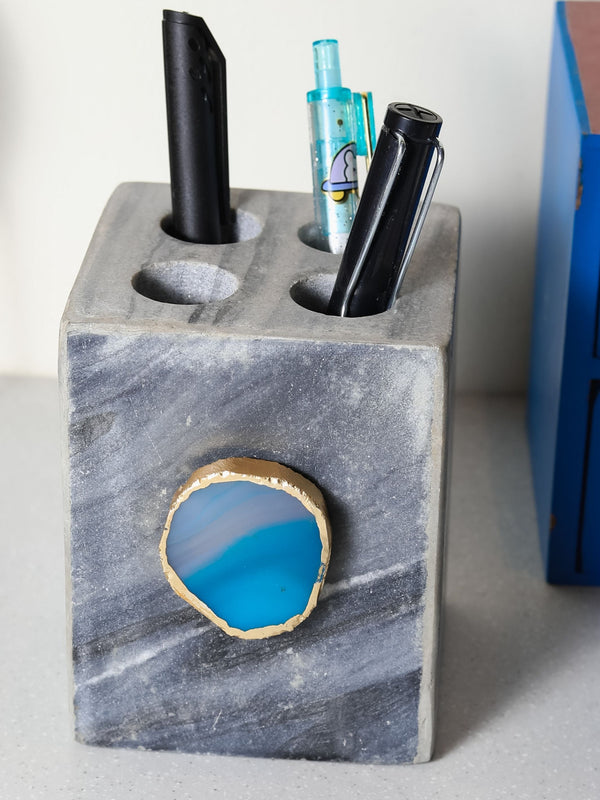 Grey Marble with  Agate Penstand