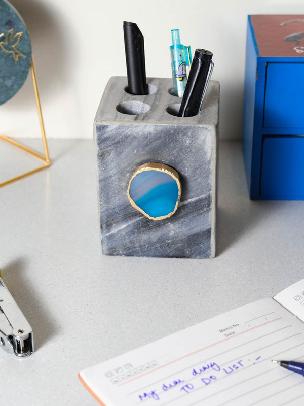Grey Marble with  Agate Penstand