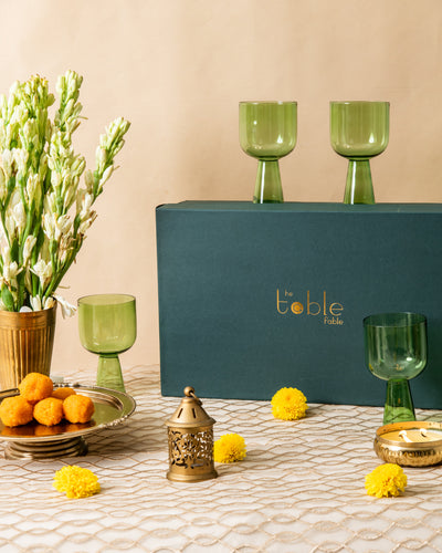 Aria Glass / Dessert Bowl Gift Box - Green