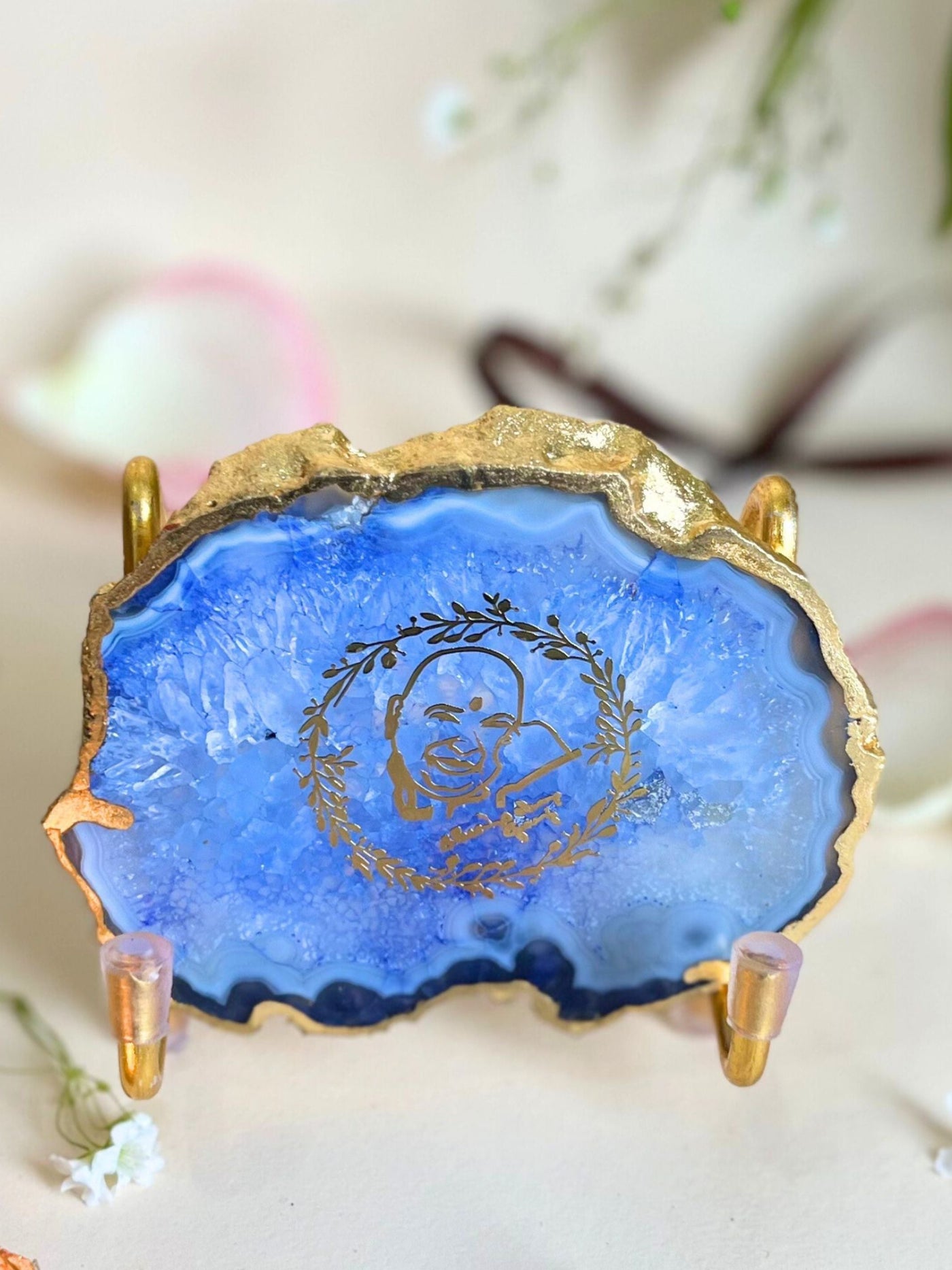 GURU JEE Metal Holder with Blue Agate