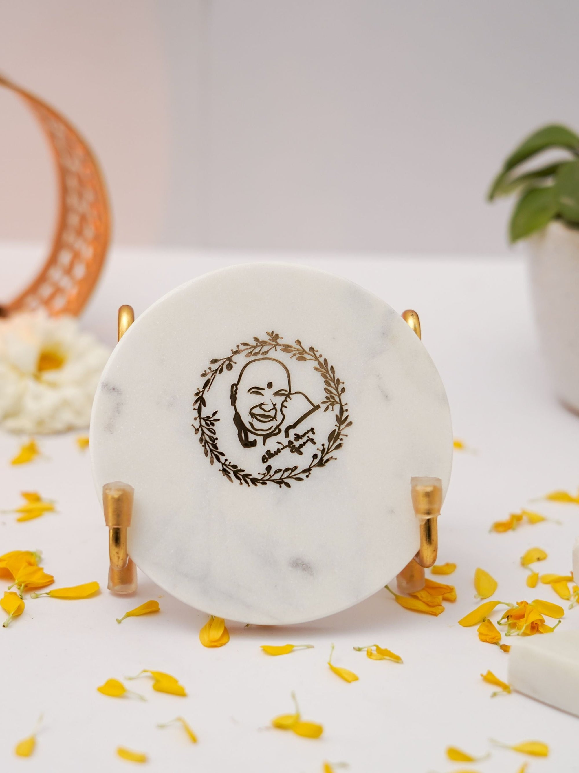 Marble Decor with  Metal Holder
