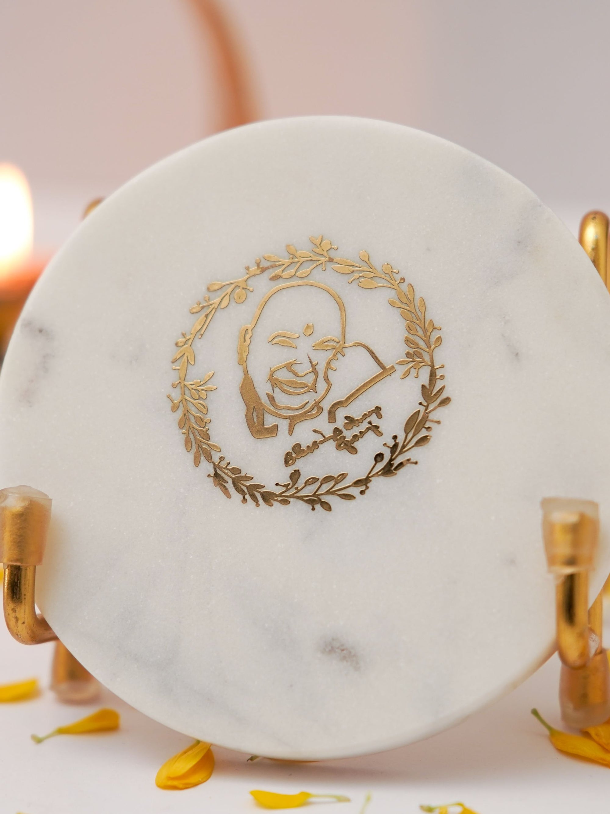 Marble Decor with  Metal Holder