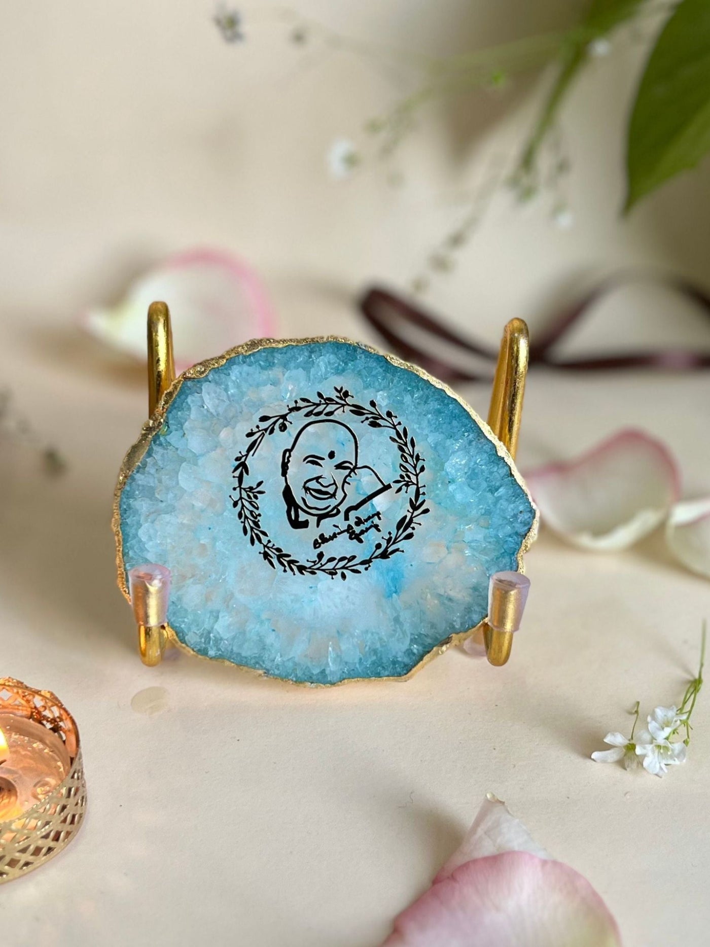 GURU JEE Metal Holder with Turquoise Agate