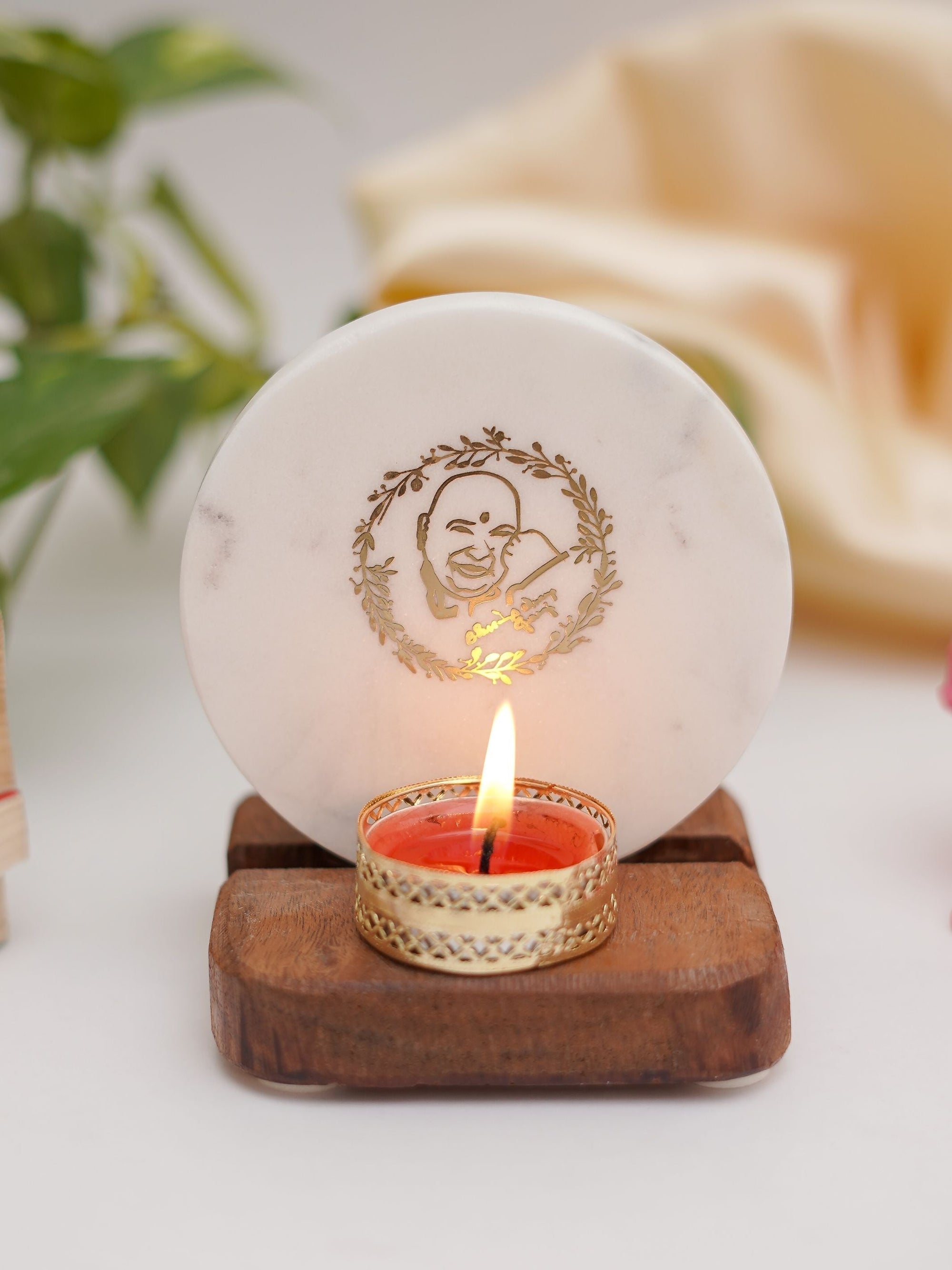 Tea Light Holder - Marble & Wood