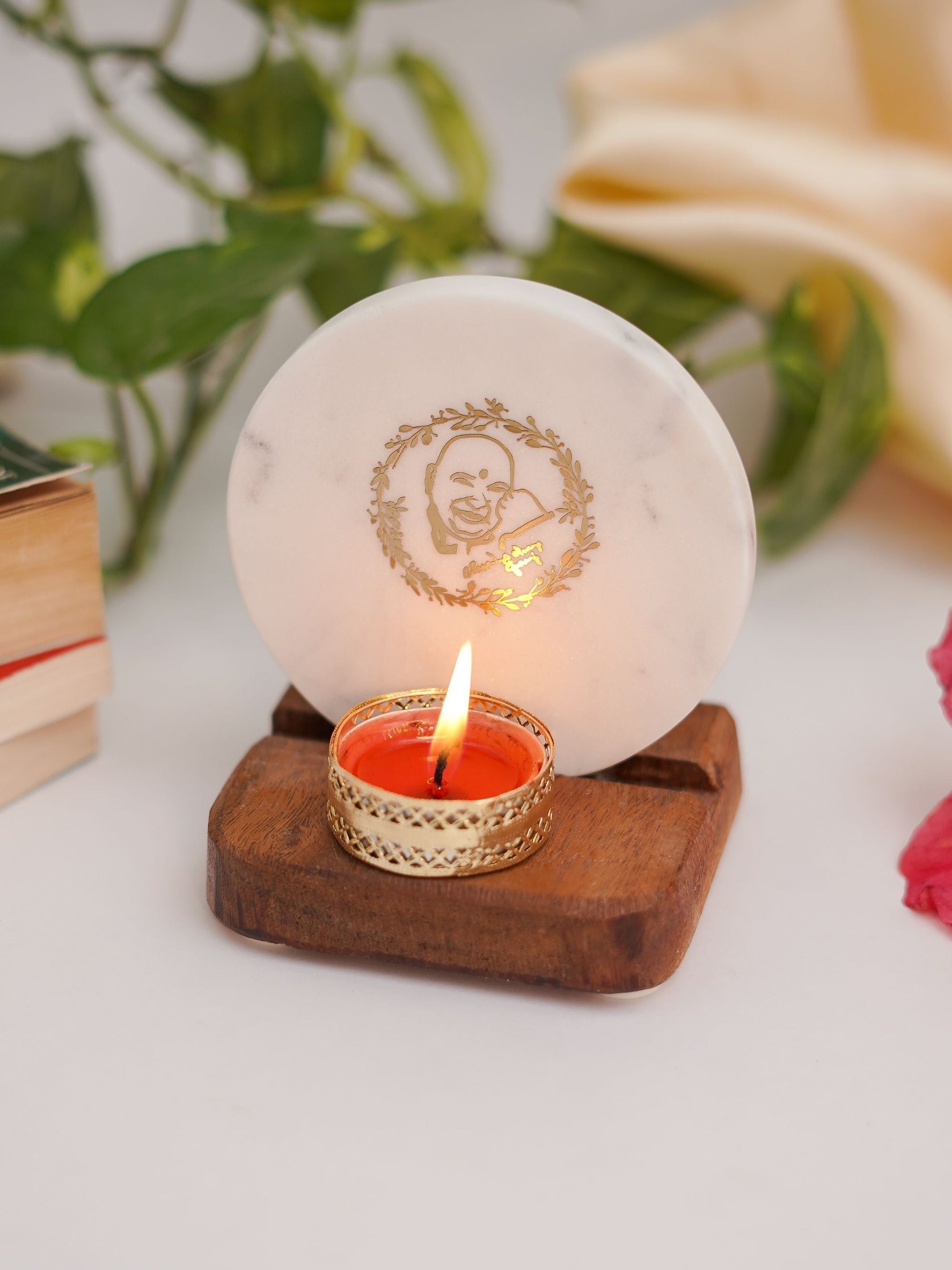 Tea Light Holder - Marble & Wood