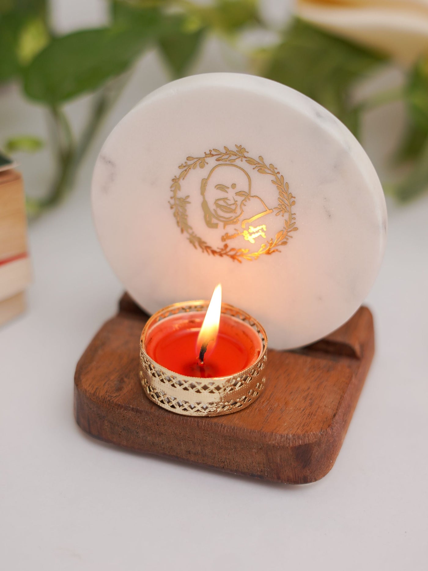 Tea Light Holder - Marble & Wood with GURU JEE