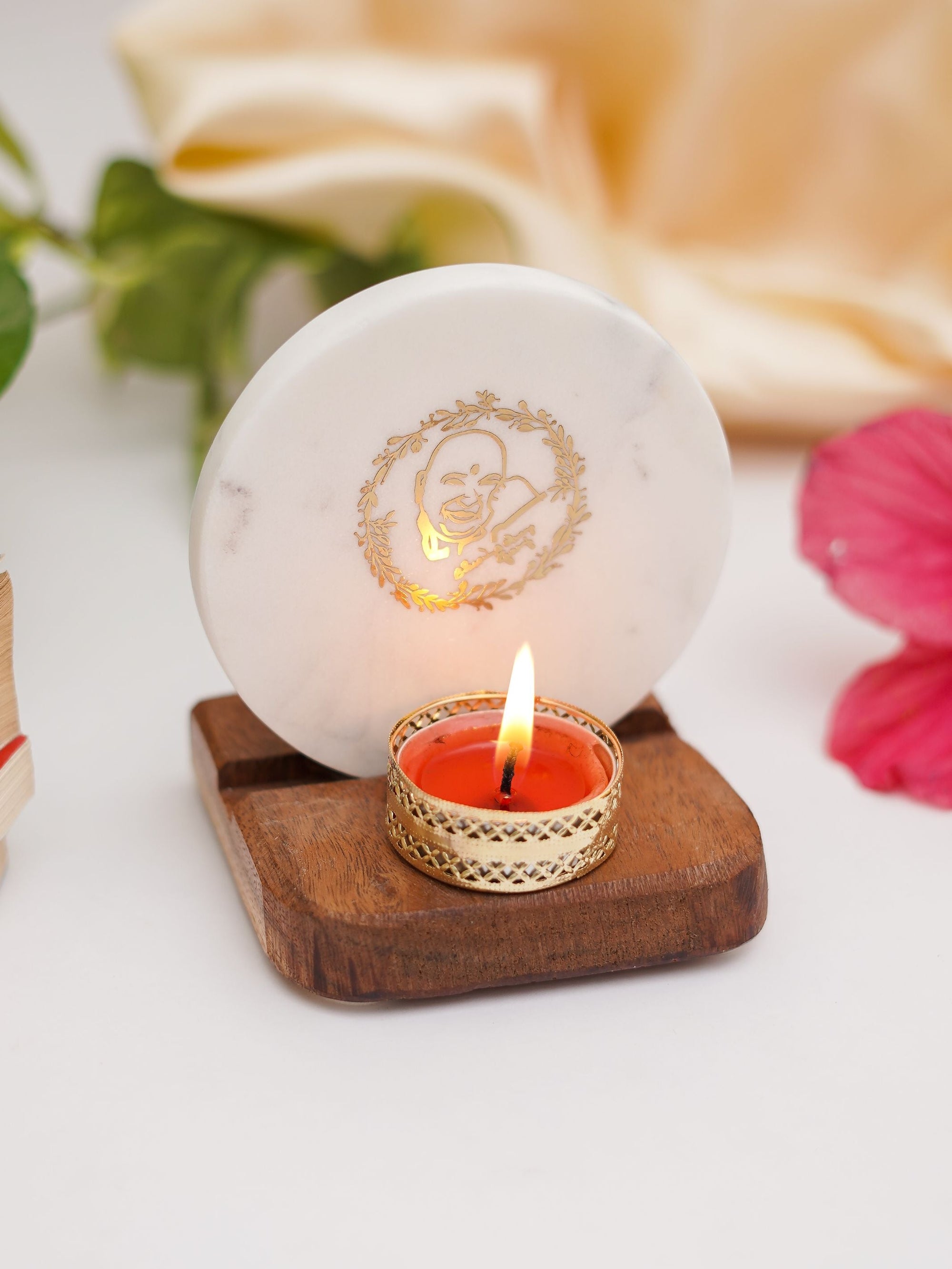 Tea Light Holder - Marble & Wood