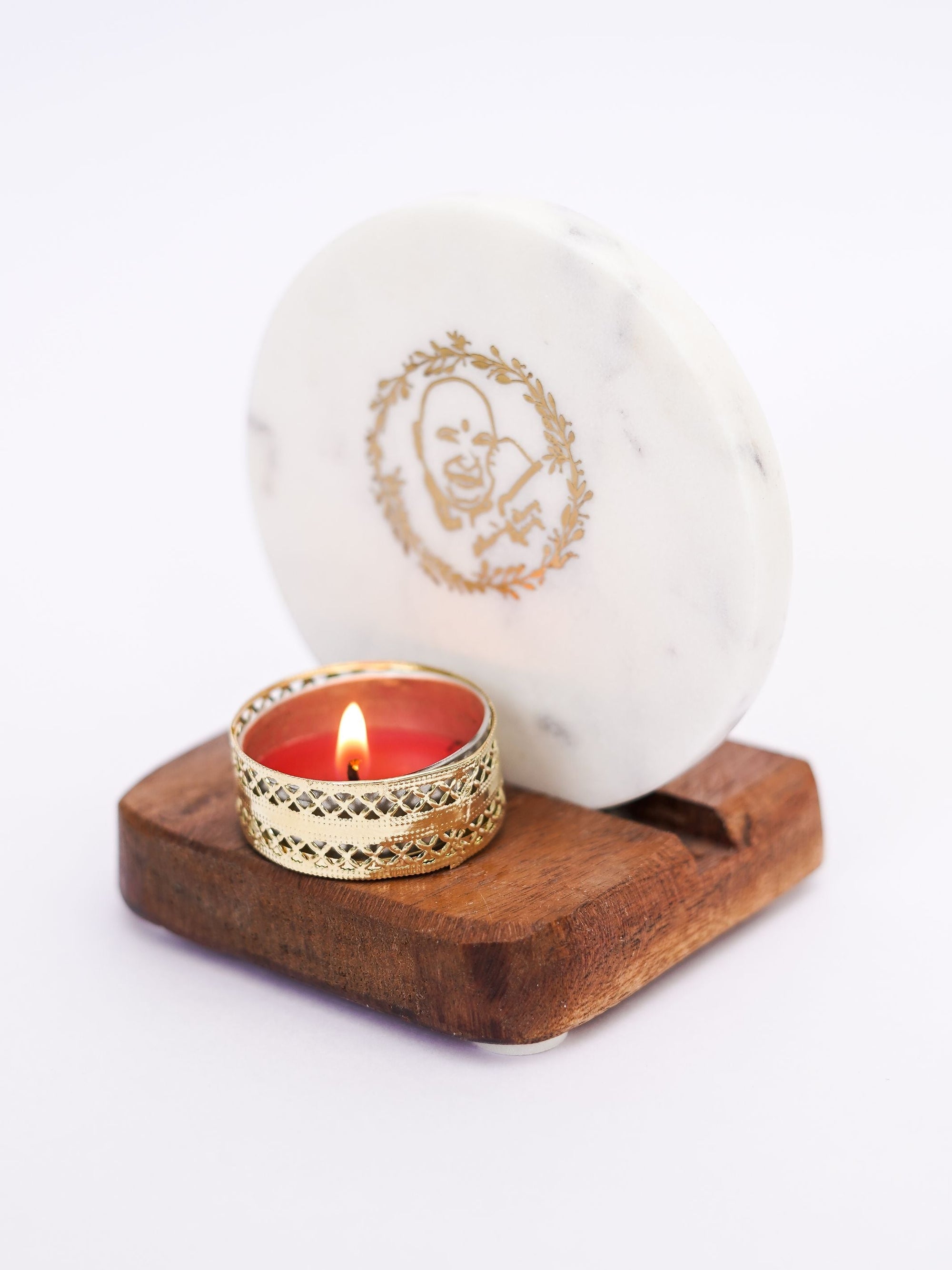 Marble & Wood -  Tea Light Holder