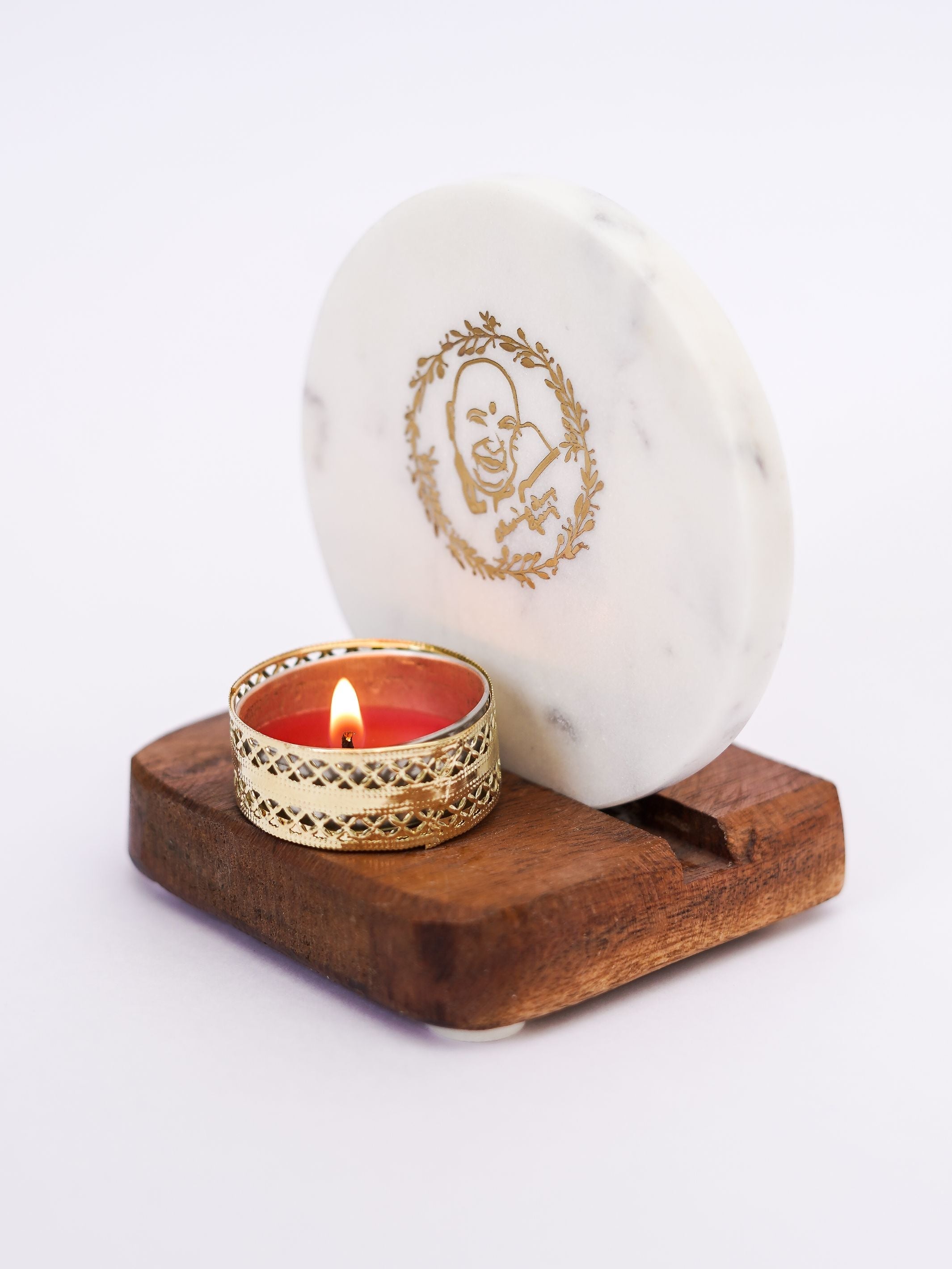 Tea Light Holder - Marble & Wood