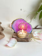 GURU JEE Tea Light Holder - Agate with Wood