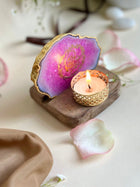 GURU JEE Tea Light Holder - Agate with Wood