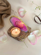 GURU JEE Tea Light Holder - Agate with Wood