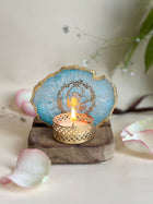 GURU JEE Tea Light Holder - Agate with Wood