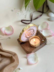 GURU JEE Tea Light Holder - Agate with Wood