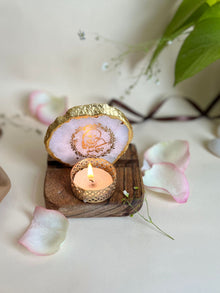 GURU JEE Tea Light Holder - Agate with Wood