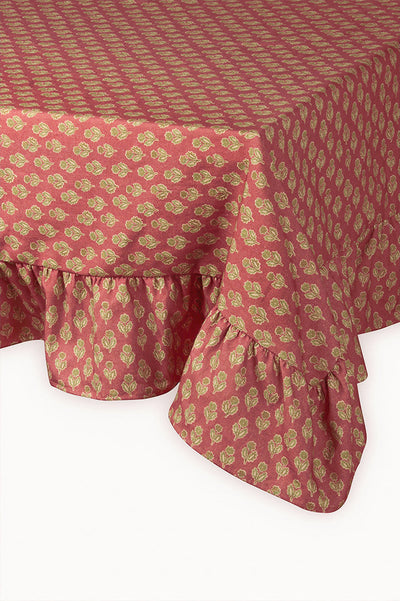 Viola Ruffle Carmine Cotton Table Cover