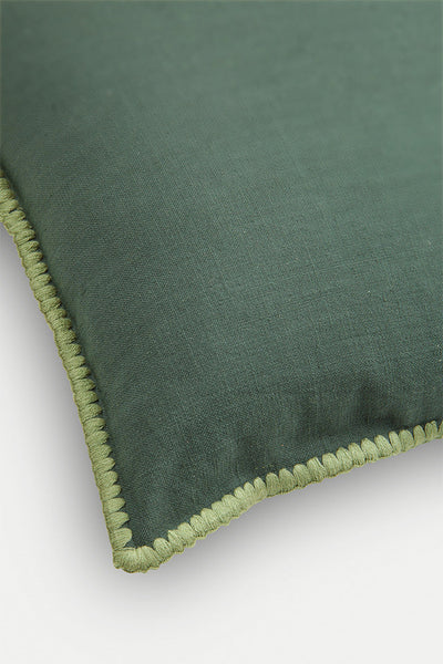 Sofia Eucalyptus Embroidered Cotton Cushion Cover