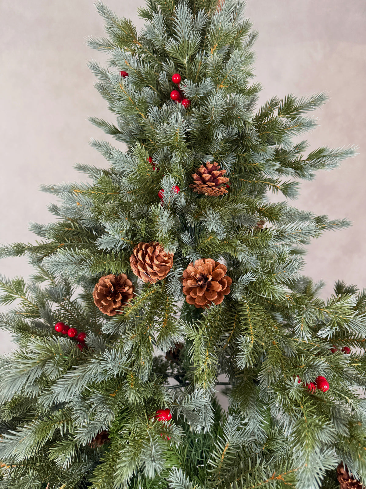 PE Christmas Tree with Frosted Tip, Premium Pinecone & Berry- 6
