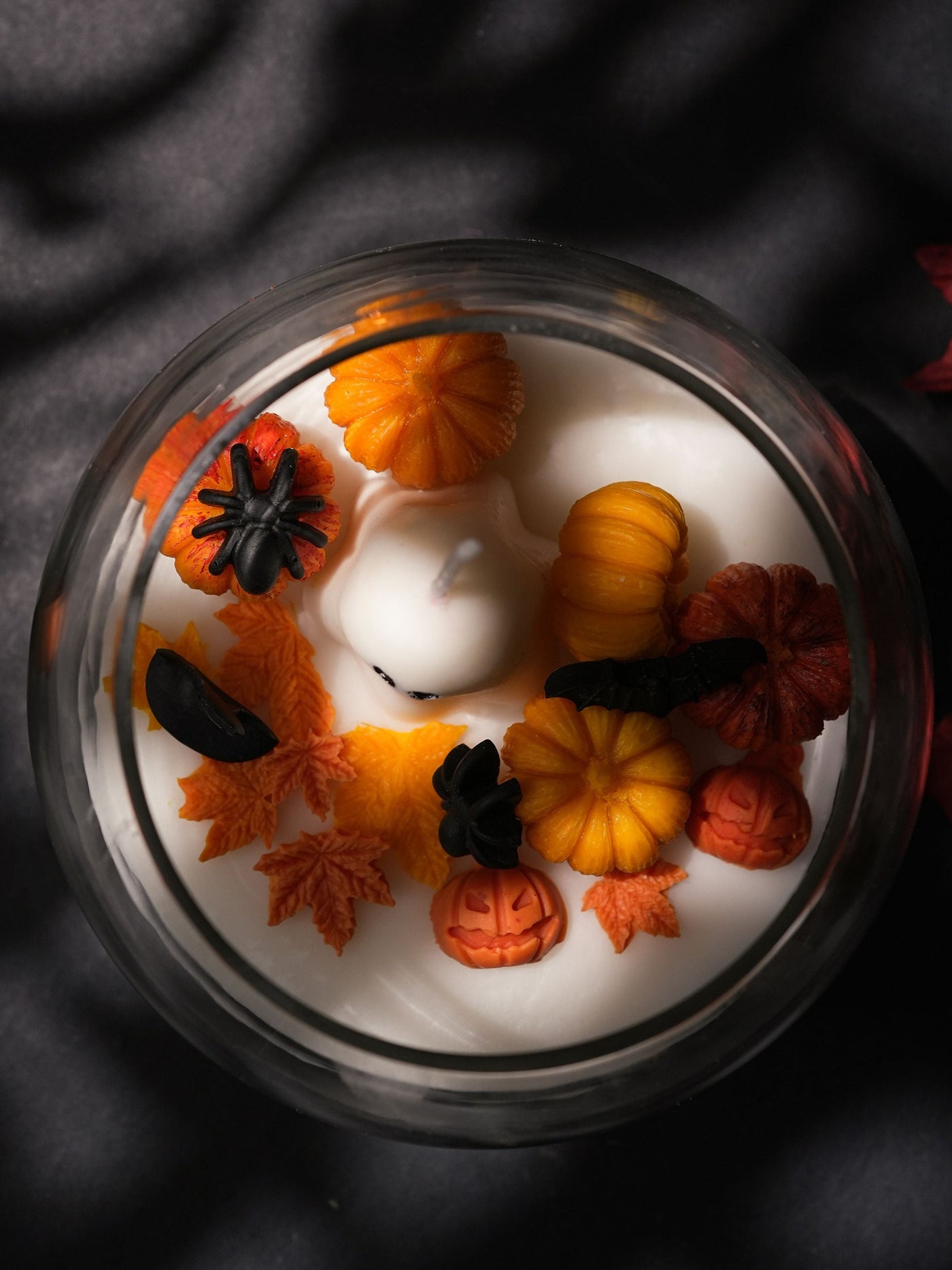 Halloween Pumpkins with Ghost Soy Wax Candle