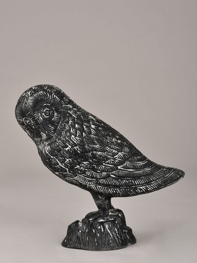 Metallic Carved Black Owl