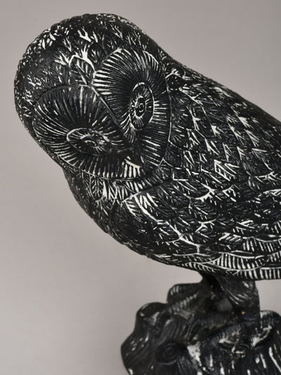 Metallic Carved Black Owl