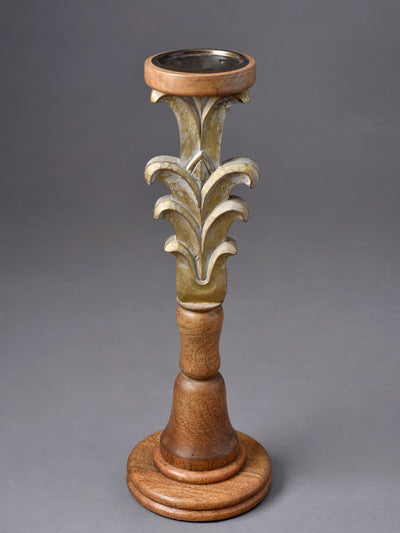Hand Carved Wood Candle Stand