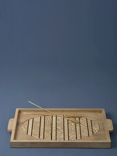 Hand Carved Wooden Slat Tray