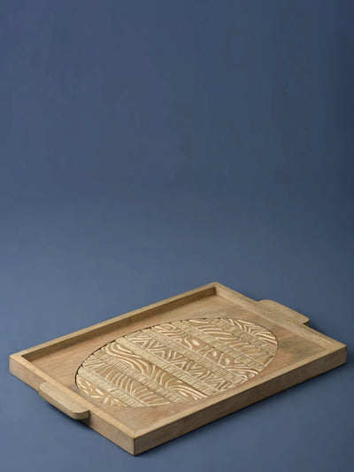 Hand Carved Wooden Slat Tray