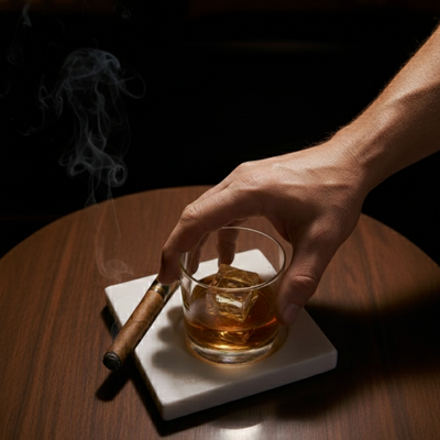 Alibi – Marble Cigar & Glass Holder