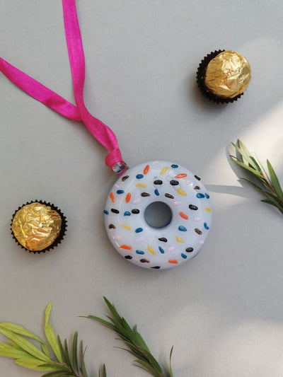 Handblown Glass Donut Ornaments- Ice Blue