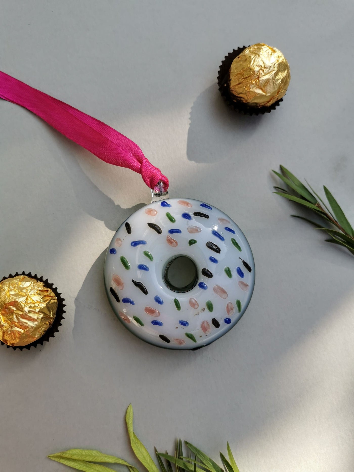 Handblown Glass Donut Ornaments- Ice Green