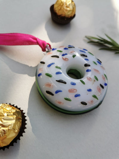 Handblown Glass Donut Ornaments- Ice Green