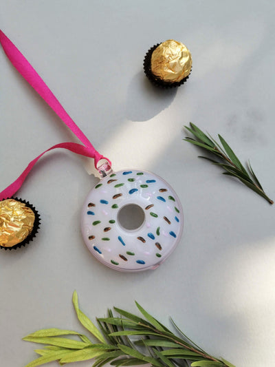 Handblown Glass Donut Ornaments- Ice Pink